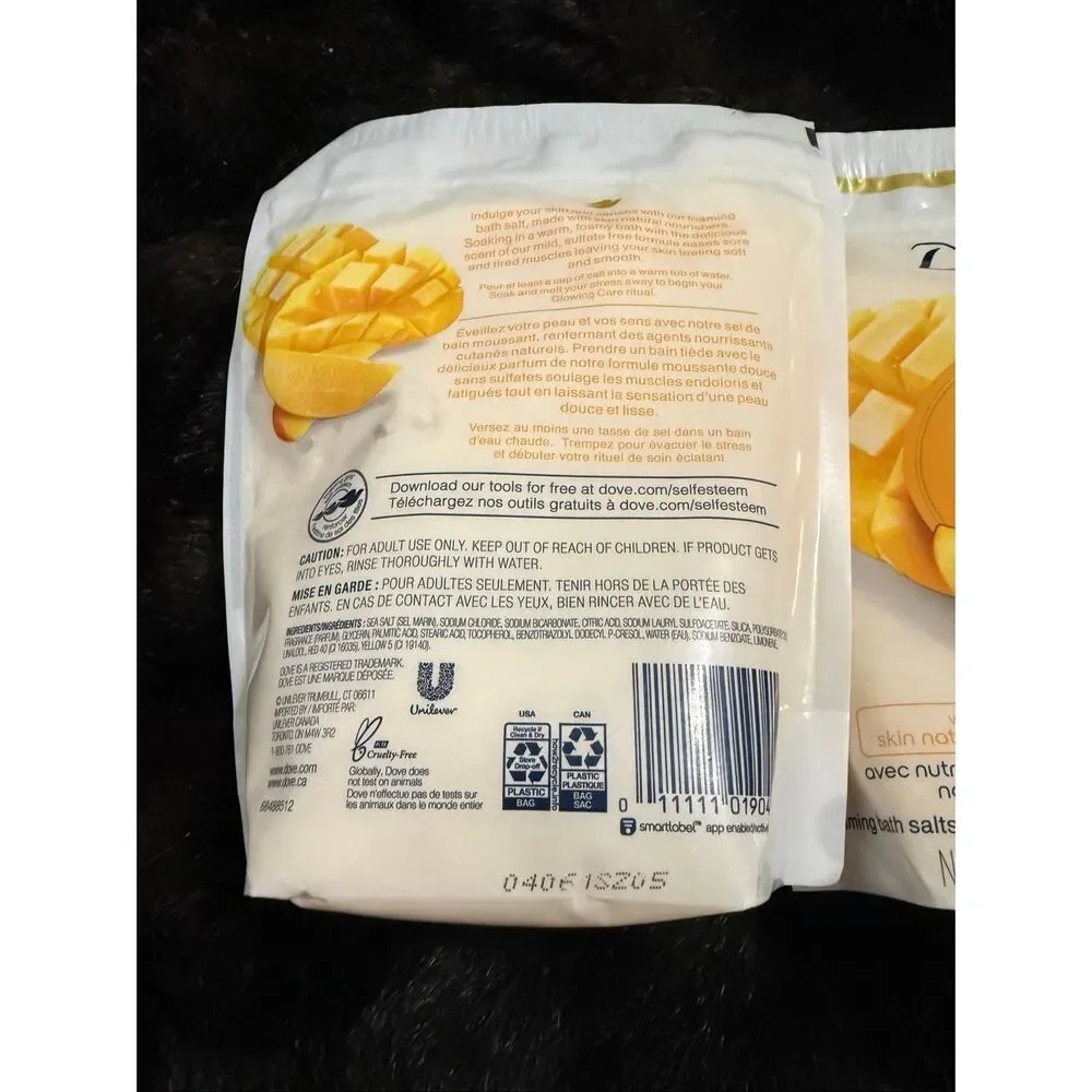 Dove Glowing Care Foaming Bath Salts Mango and Almond, 28 Oz x 2